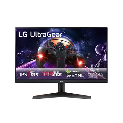 Monitor 24'' LG UltraGear Full HD, IPS, HDR, 144Hz, 1ms, G-Sync, FreeSync, HDMI, 24GN600-B, Preto