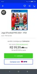 Jogo EFootball PES 2021 - Ps4 - R$100