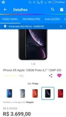 iPhone XR Apple 128GB Preto 6,1” 12MP iOS | R$3549