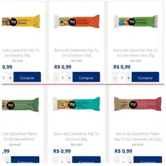 BARRINHAS DE CEREAIS YEP TO GO [ 75% OFF] - Vários sabores