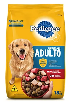 Ração Pedigree Carne Frango e Cereais Cães Adultos Raças Médias e Grandes 18 kg