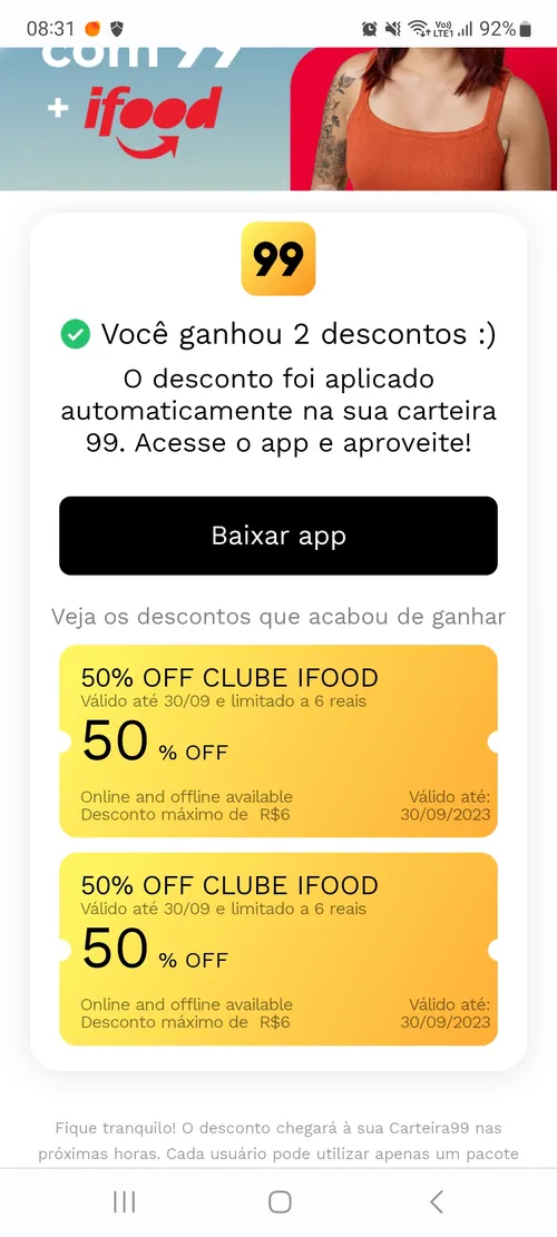 Imagen na descrição da promoção