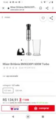Mixer Britânia BMX630PI 600W Turbo | R$135