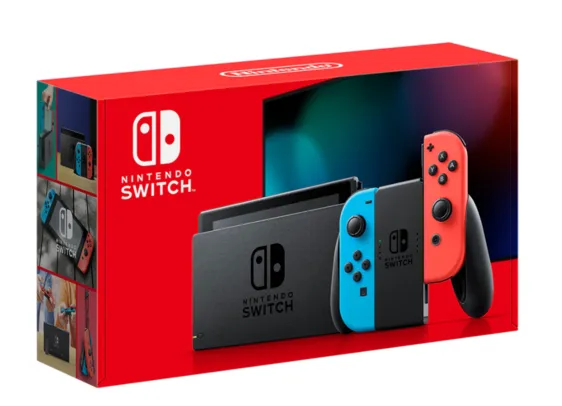 Console Nintendo Switch 32GB + Controle Joy-Con Neon Azul e Vermelho | R$2117