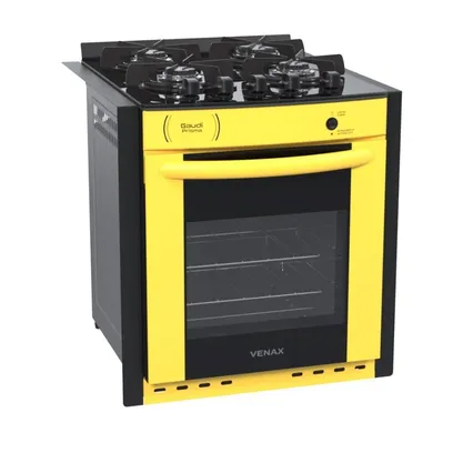 Foto do produto Fogao A Gas De Embutir Gaudi Prisma Vitreo Bl 4Q Amarelo Gas Glp - Venax