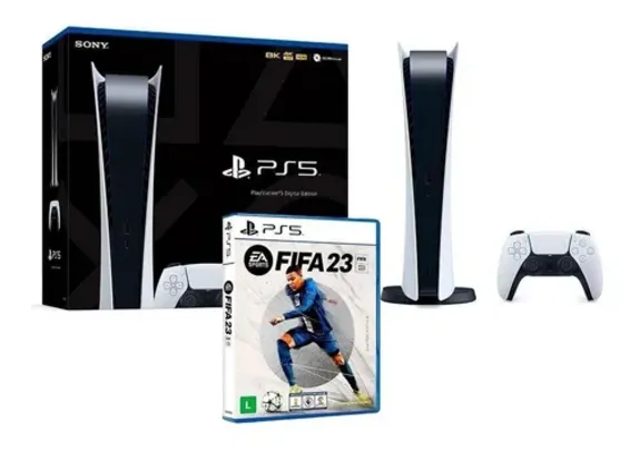 Playstation 5 Edição Digital 2022 825gb 1 Controle - Sony Com Fifa 23 Lançamento