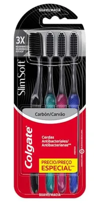 [+POR-R$15,46] Colgate Escova De Dente Slim Soft 4 Unidades