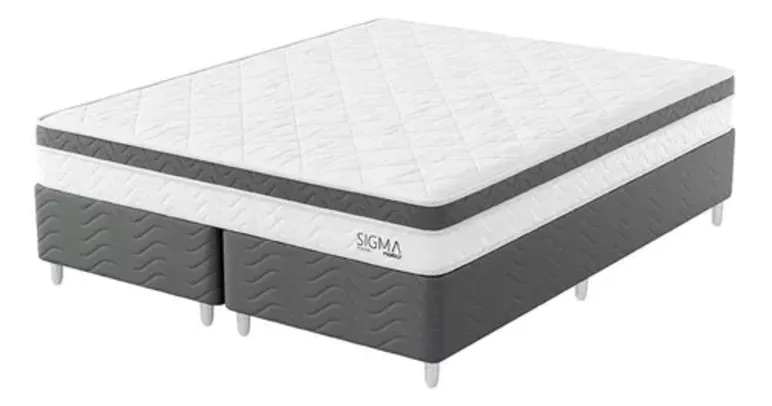 Modern Sigma cama box com colchão Queen molas ensacadas 22x158x Branco