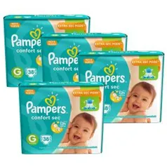 Fralda Pampers Confort Sec Mega G - 152 Unidades - R$119