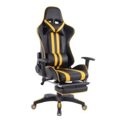 Cadeira de Escritório Presidente Reclinável Gamer Preta e Amarela | R$620