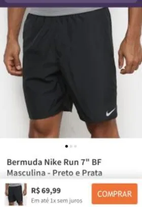 Bermuda Nike Run 7" BF Masculina - Preto e Prata | R$70