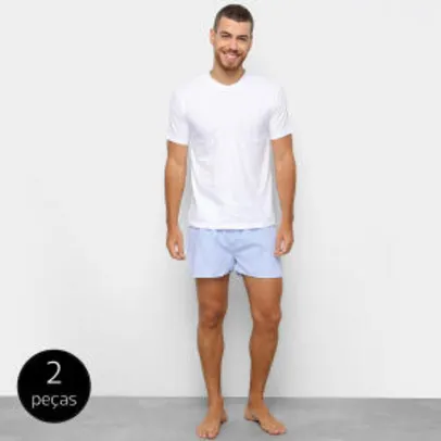 Conjunto de Pijama Duomo 2 Peças Liso Masculino - Branco R$40