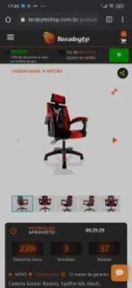 Cadeira Gamer Riotoro, Spitfire M3, Mesh, Reclinável, Black/Red R$630