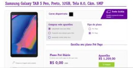 Samsung Galaxy TAB S Pen, Preto, 32GB, Tela 8.0, Câm. 5MP