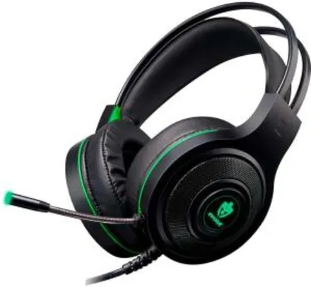 Headset Gamer Evolut Temis Preto e Verde USB e P2 Com Microfone e Iluminação