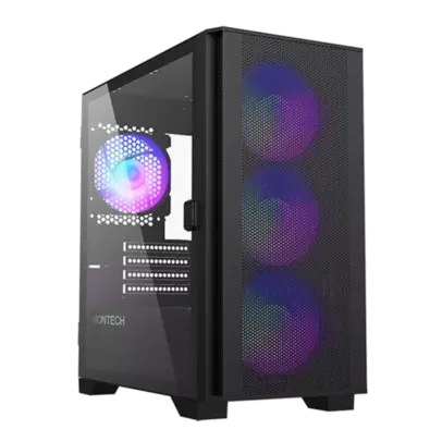 Gabinete Gamer Montech AIR 100 ARGB, Mini Tower, Black, Micro ATX, 4 Fans, Vidro Temperado