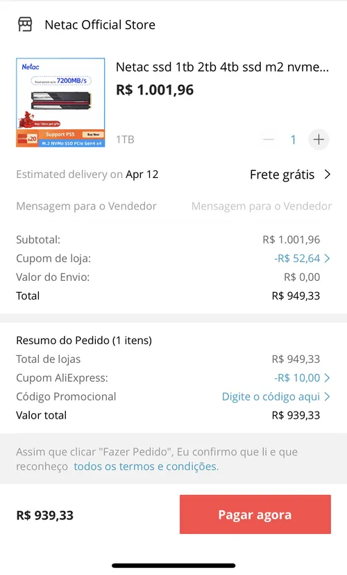 Imagem na descrição da promoção