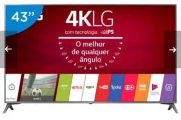 Smart TV LED 43” LG 4K/Ultra HD 43UJ6565 webOS -  2 USB 4 HDMI