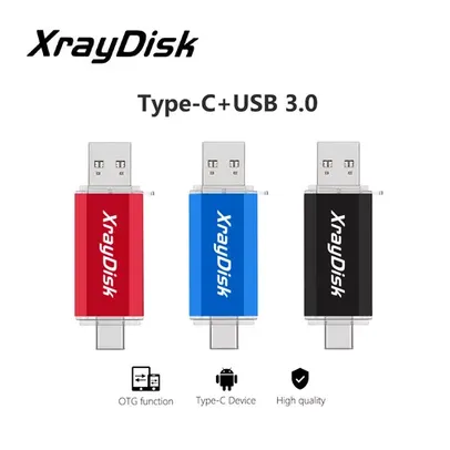 Pen Drive Xraydisk USB 3.0 Tipo C 256GB 2 em 1 OTG