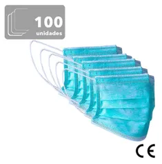 Máscara Descartável Triplas TNT com Elástico e Clip Nasal - 100 Unidades | R$25