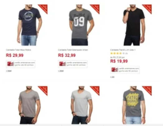 [Americanas] 5 camisetas masculinas - por R$100