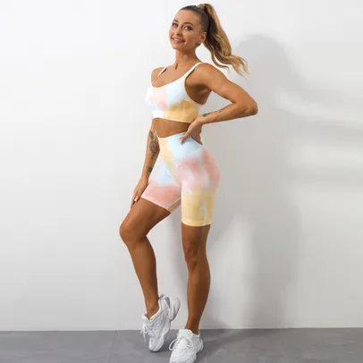 [CB AME 15%] Conjunto Top E Short Moda Fitness Roupas Feminina - Tamanho L