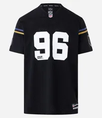 Camiseta Esportiva em Tecnologia Dry com Estampa  NFL Ravens Preto