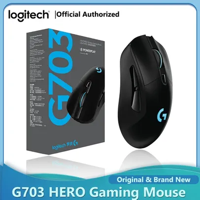 Logitech - G703 HERO Sensor Gaming Mouse, 25600DPI, Lightspeed, sem fio, POWERPLAY