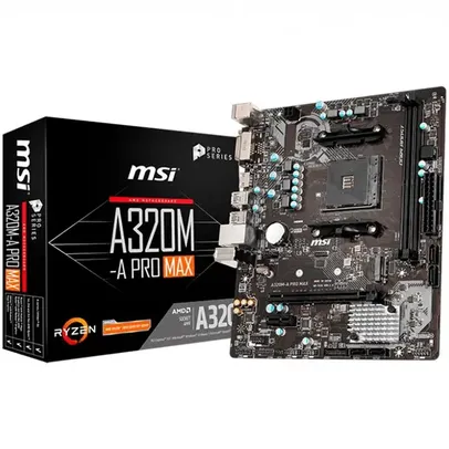 Placa-Mãe MSI A320M-A Pro Max p/ AMD AM4, m-ATX, DDR4 