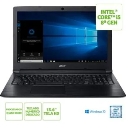 Notebook Acer Aspire 3 A315-53-C6CS Intel® Core™ i5-8250U 8º Geração 4GB RAM 1TB HD 15.6"HD Windows 10
