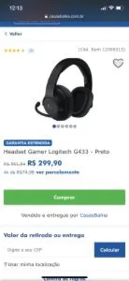 Headset Gamer Logitech G433 - Preto R$300