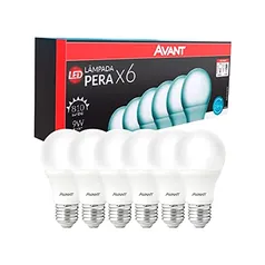 Kit 6 Lâmpadas Pera LED, 9W, Luz branca 6500K, Soquete E27, Bivolt, Avant