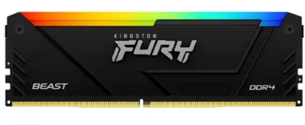 Memória DDR4 Kingston Fury Beast, RGB, 32GB, 3200Mhz, Black, KF432C16BB2A/32