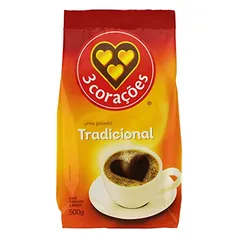 [rec] Café, Torrado e Moído, Tradicional, Pacote, 500g, 3 Corações