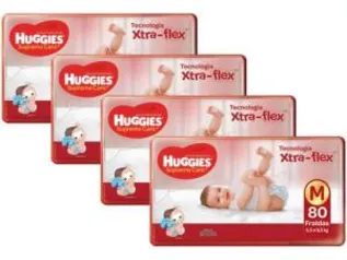 01 Kit Fraldas Huggies Turma da Mônica Supreme Care - Tam. M 5,5 a 9,5kg 4 Pacotes com 80 Unidades Cada - 80 Unidades R$169