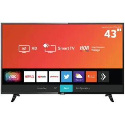 Smart TV LED AOC 43" Full HD Xmart HDR 43S5295/78G | R$1.139