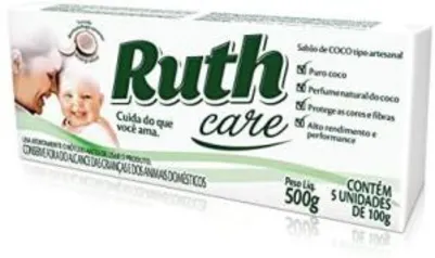 [PRIME] Sabão Pedra Coco (5 unid de 100 G) Ruth, Branco, Pequeno R$8