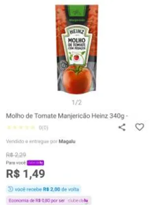 Molho de Tomate Manjericão Heinz 340g - R$2