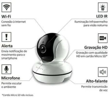 Câmera de segurança Wi-fi HD com visão noturna Elsys