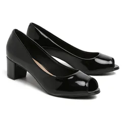 Sapato Peep Toe Salto Baixo Verniz Beira Rio