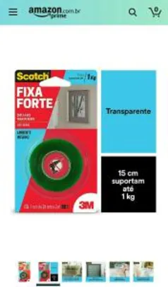 [PRIME] Fita Dupla Face 3M Scotch Fixa Forte Transparente - 24 mm x 2 m | R$20