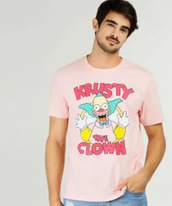 Camiseta Masculina Estampa Palhaço Krusty Simpsons | R$27