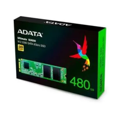 SSD Adata Ultimate SU650 480GB, M.2, Leituras: 550MB/s e Gravações: 510MB/s | R$ 400