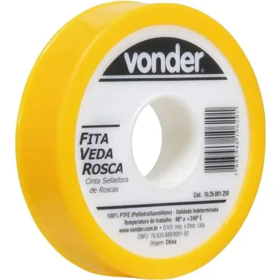 [+Por- R$1] Fita Veda Rosca 18 x 10 M, Vonder VDO2179