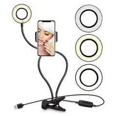 Ring Light Completo Suporte Celular Maguiagem Live Stream Youtuber - R$42