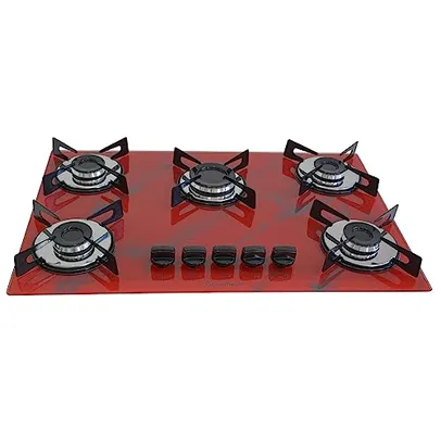 [Prime] Cooktop Premium 5 bocas Tripla chama Marmorizado Vermelho Chamalar Bivolt.