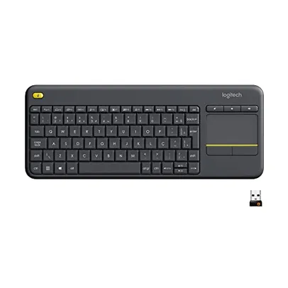 Teclado sem fio Logitech K400 Plus TV com Touchpad Integrado, Conexão USB Unifying e Layout ABNT2