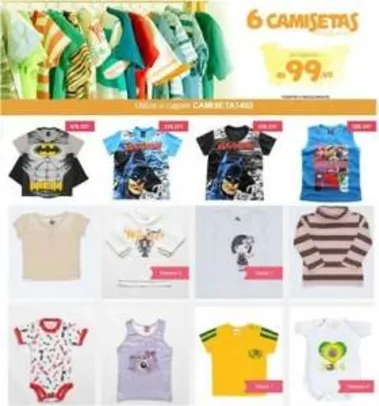[Bebê Store] 6 camisetas e blusas R$ 99