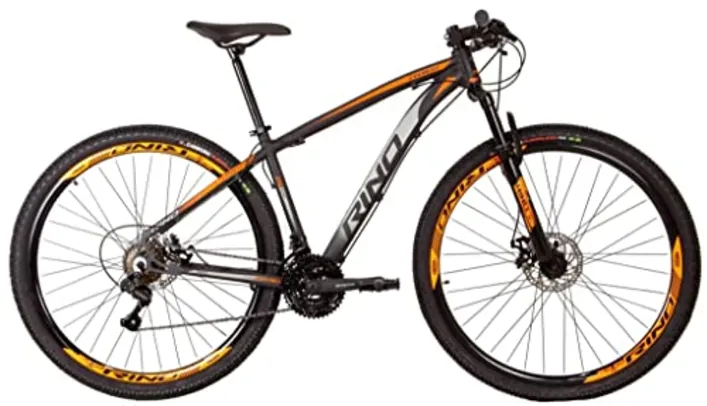 BICICLETA ARO 29 RINO EVEREST 24V - CAMBIOS INDEX (Preto/Laranja, 17)