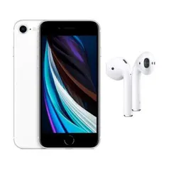 iPhone SE Apple 64GB Branco + Fone de Ouvido Apple AirPods 2 com Estojo de Recarga